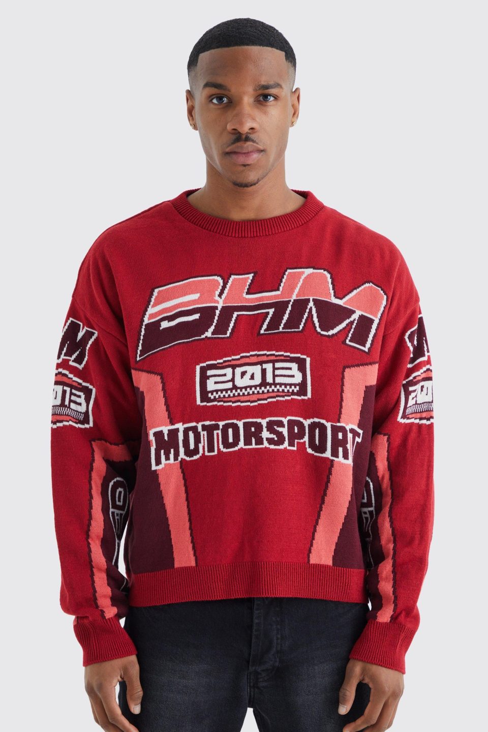 Boxy Drop Shoulder Moto Knitted Jumper