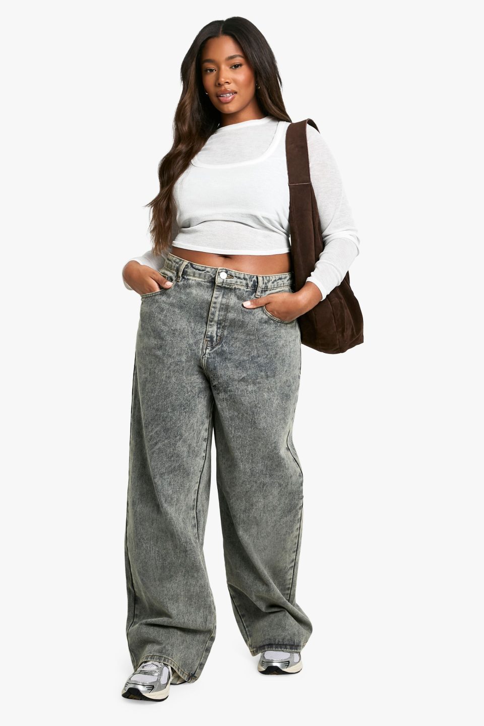Plus Vintage Stone Wash Wide Leg Jeans