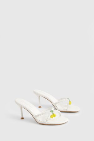 Beaded Lemon Detail Heeled Mules