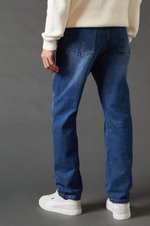 Mid Wash Straight Fit Jeans