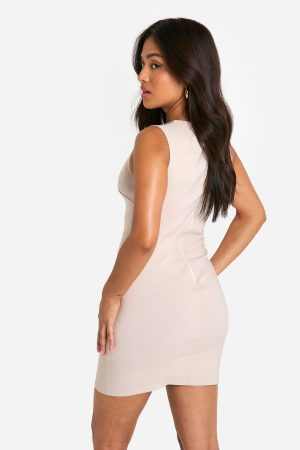 Petite Belted High Neck Mini Dress