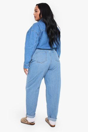 Plus Distressed Ripped Mom Jeans