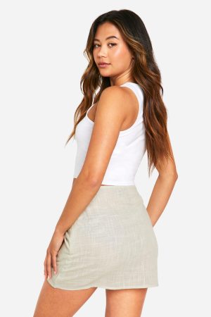 Cotton Ruched Side Mini Skirt
