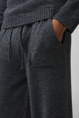 Relaxed Fit Split Hem Brushed Knit Joggers