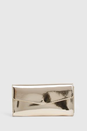 Metallic Fold Over Clutch Bag