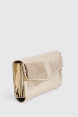 Metallic Fold Over Clutch Bag