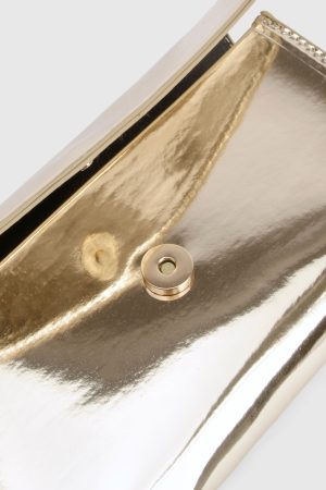 Metallic Fold Over Clutch Bag