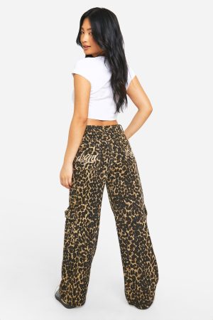 Petite Leopard Denim DSGN Cargo Jeans
