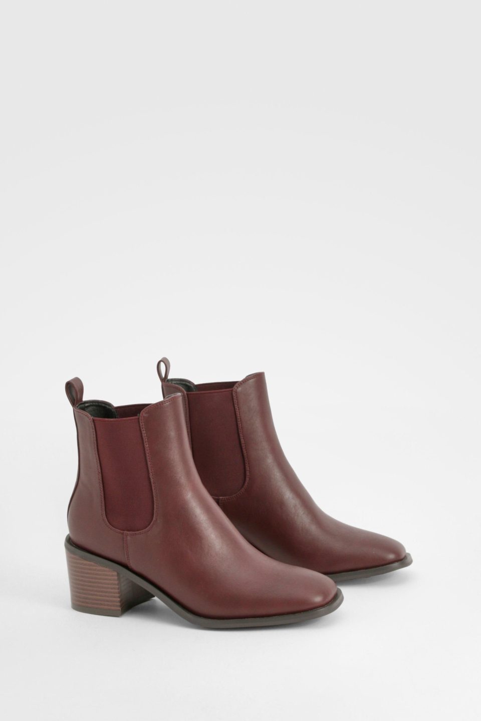 Wooden Block Heel Tab Detail Shoe Boots