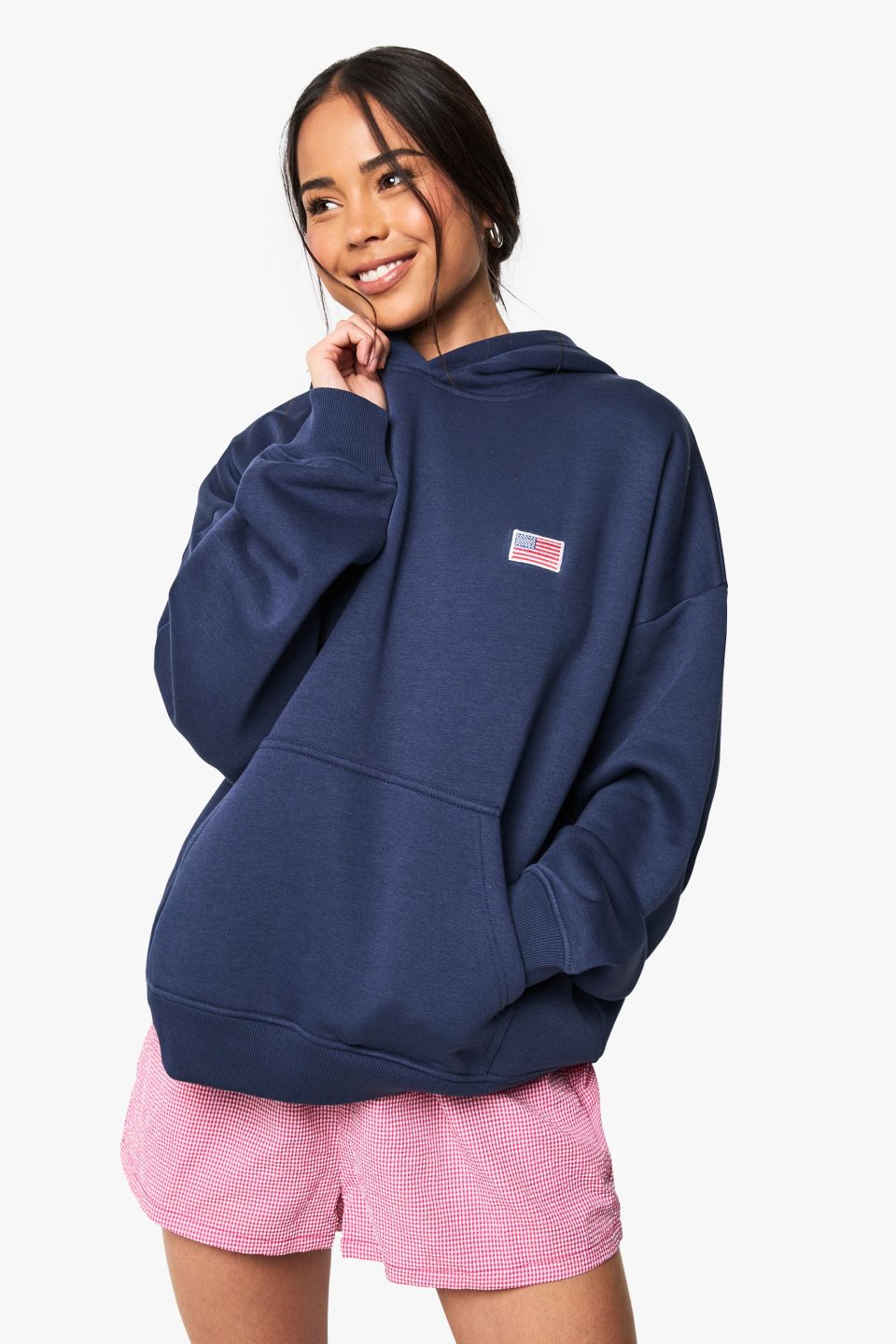 USA Flag Embroidered Oversized Hoodie
