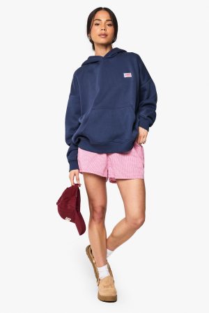 USA Flag Embroidered Oversized Hoodie