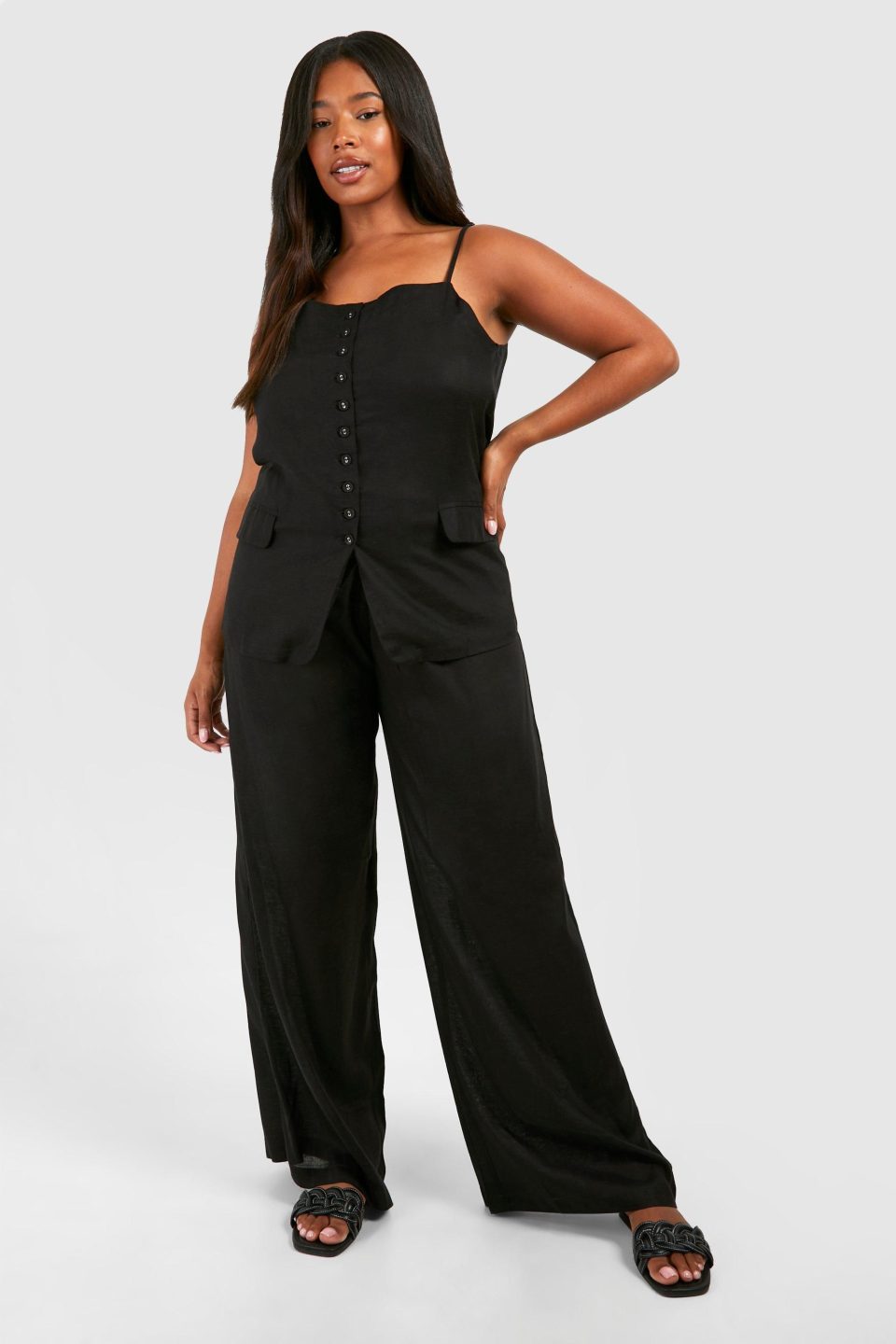 Plus Woven Tailored Waistcoat & Straight Trouser Co-ord