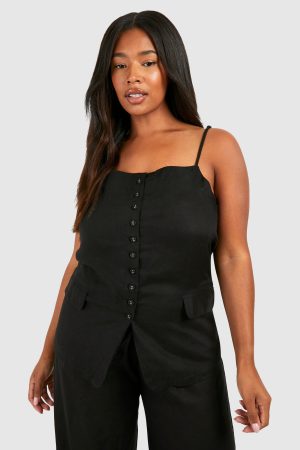 Plus Woven Tailored Waistcoat & Straight Trouser Co-ord