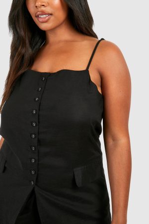 Plus Woven Tailored Waistcoat & Straight Trouser Co-ord