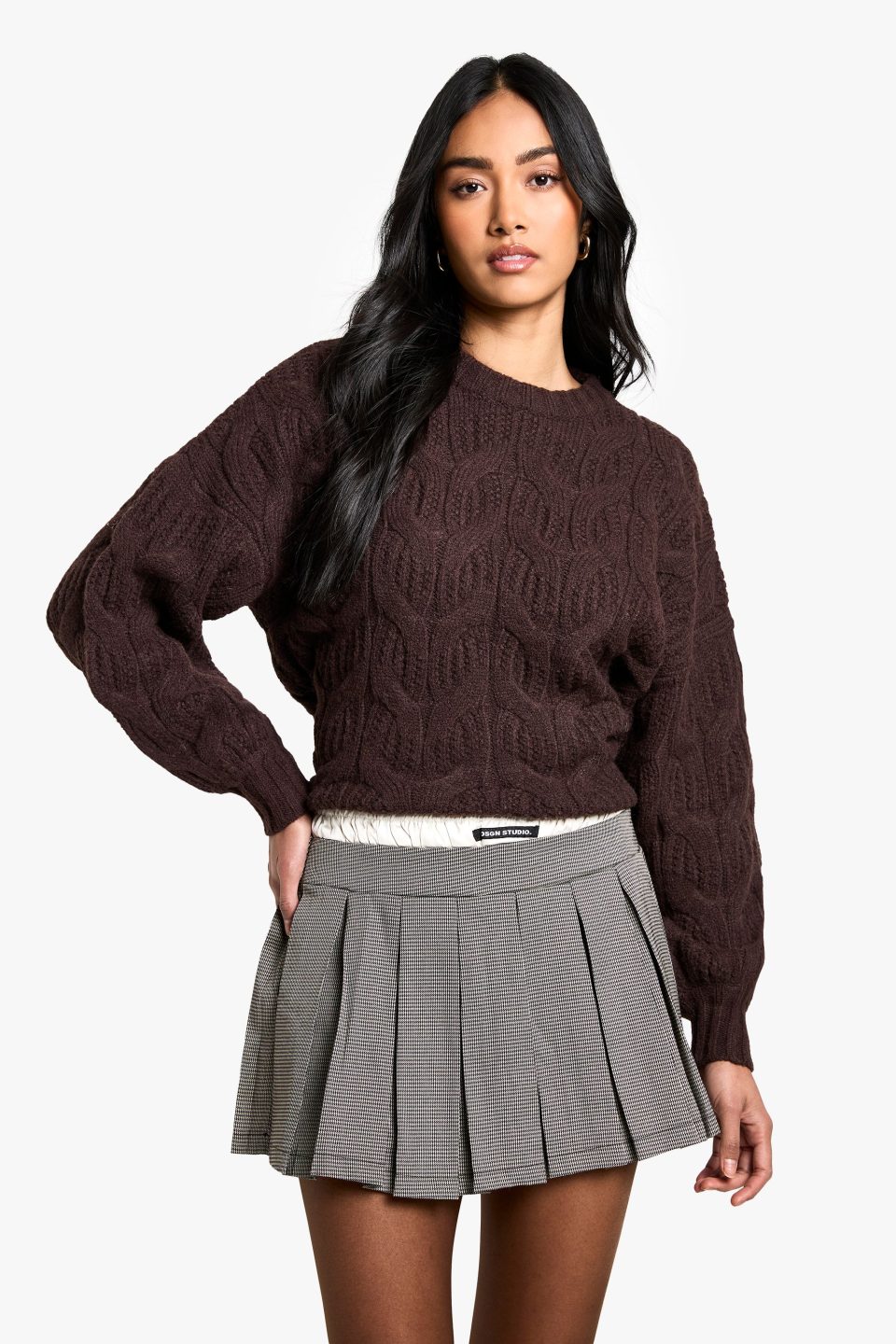 Satin DSGN Waistband Check Mini Tennis Skirt