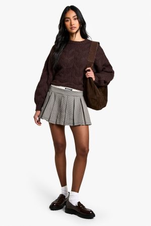 Satin DSGN Waistband Check Mini Tennis Skirt