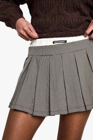 Satin DSGN Waistband Check Mini Tennis Skirt