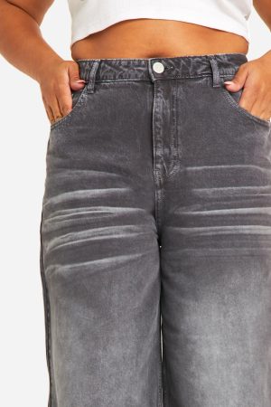 Plus Oil Washed Denim Jean