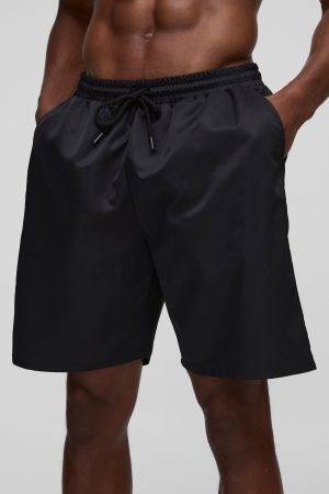Long Length Swim Short in Black
