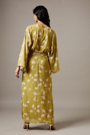 Chiffon Wrap Knot Front Maxi Dress