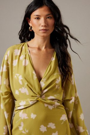Chiffon Wrap Knot Front Maxi Dress