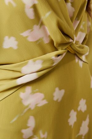 Chiffon Wrap Knot Front Maxi Dress