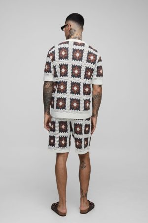 Tall Regular Fit Crochet Shirt & Relaxed Short Set
