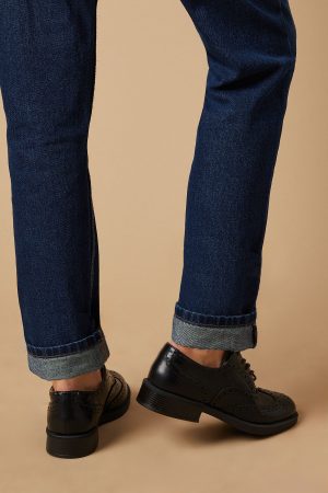 Sanya Faux Leather Brogue Detail Lace Up Flat Shoes