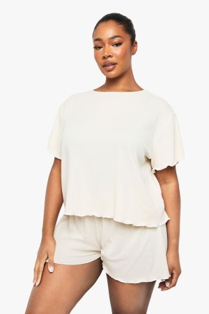 Plus Brushed Rib T-Shirt & Short PJ Set