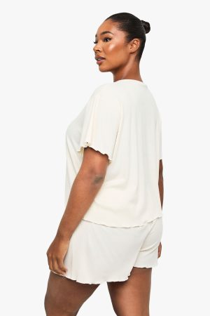 Plus Brushed Rib T-Shirt & Short PJ Set