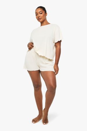 Plus Brushed Rib T-Shirt & Short PJ Set