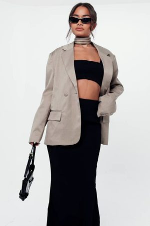 Tailored Side Split Maxi Skirt