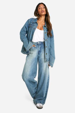 Basics 30 Inch Leg High Waisted Wide Leg Jeans