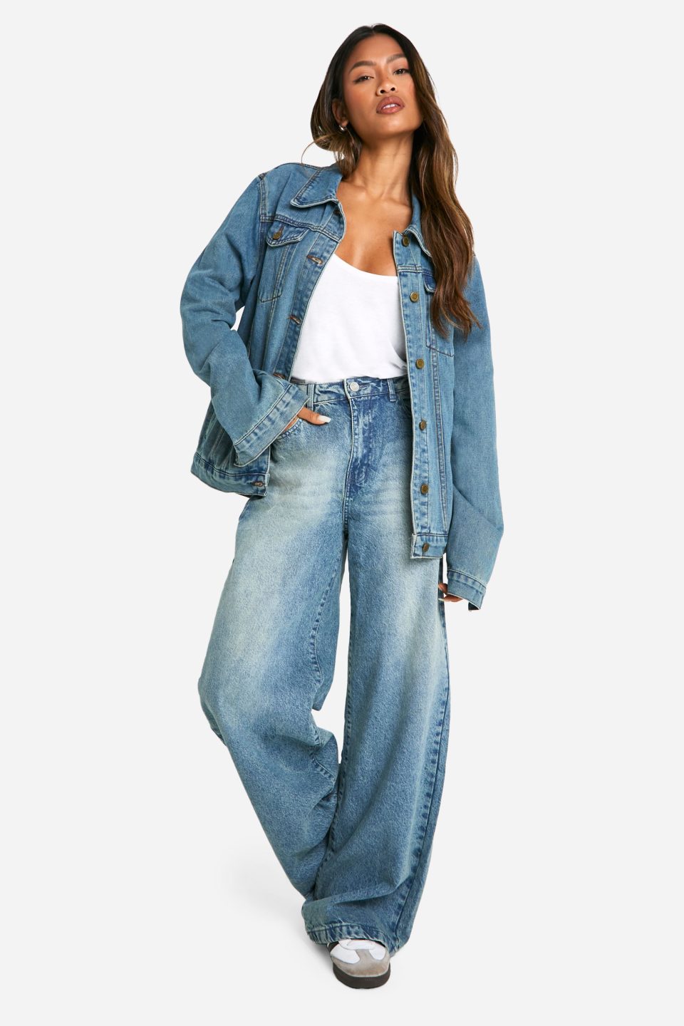 Basics 30 Inch Leg High Waisted Wide Leg Jeans