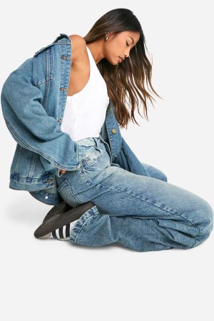 Basics 30 Inch Leg High Waisted Wide Leg Jeans