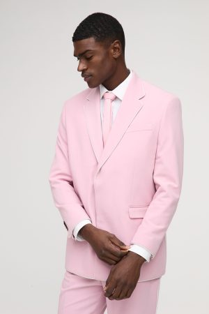Straight Fit Contrast Edge Blazer