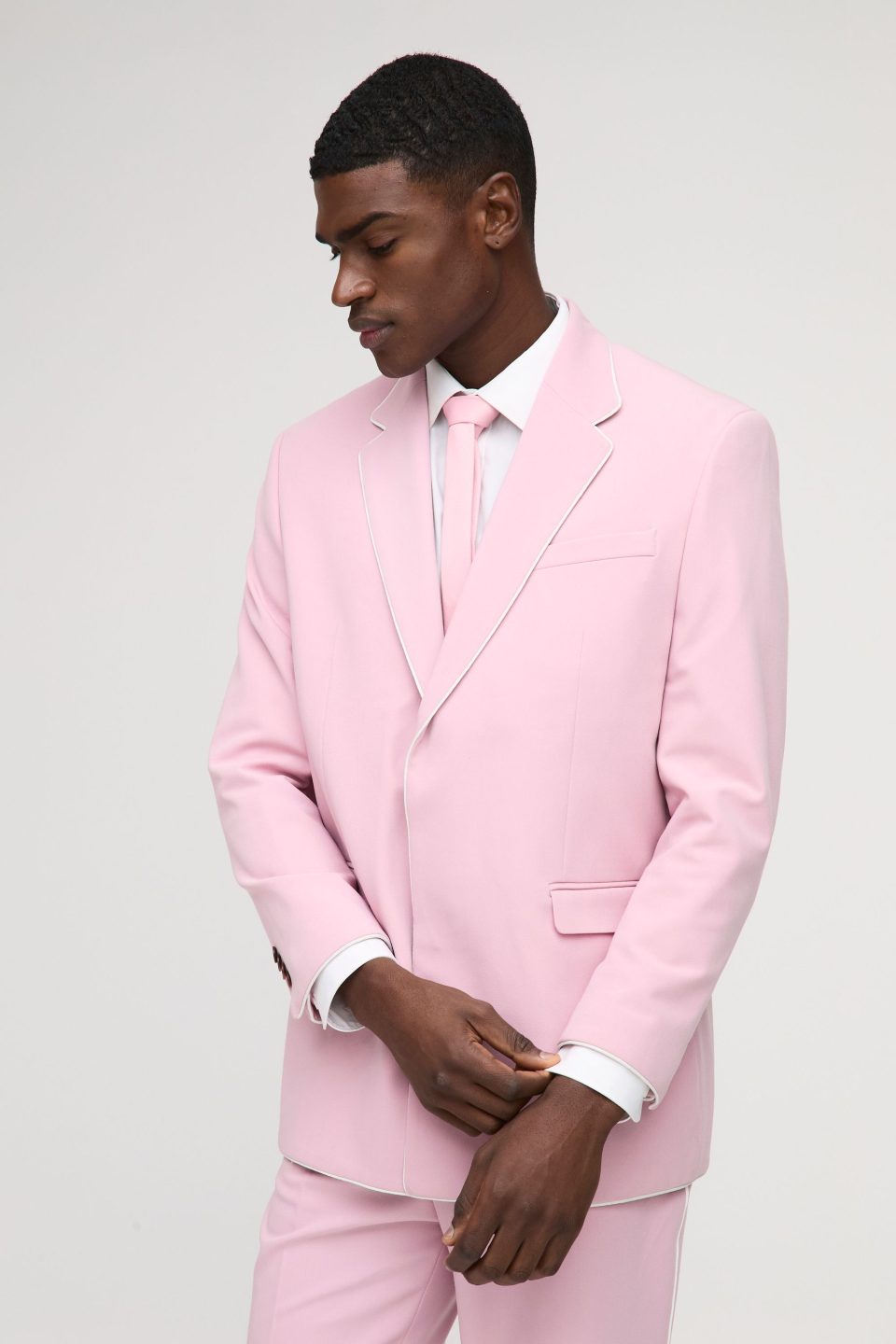 Straight Fit Contrast Edge Blazer
