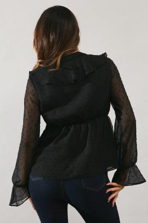 Occasion Dobby Ruffle Detail Blouse