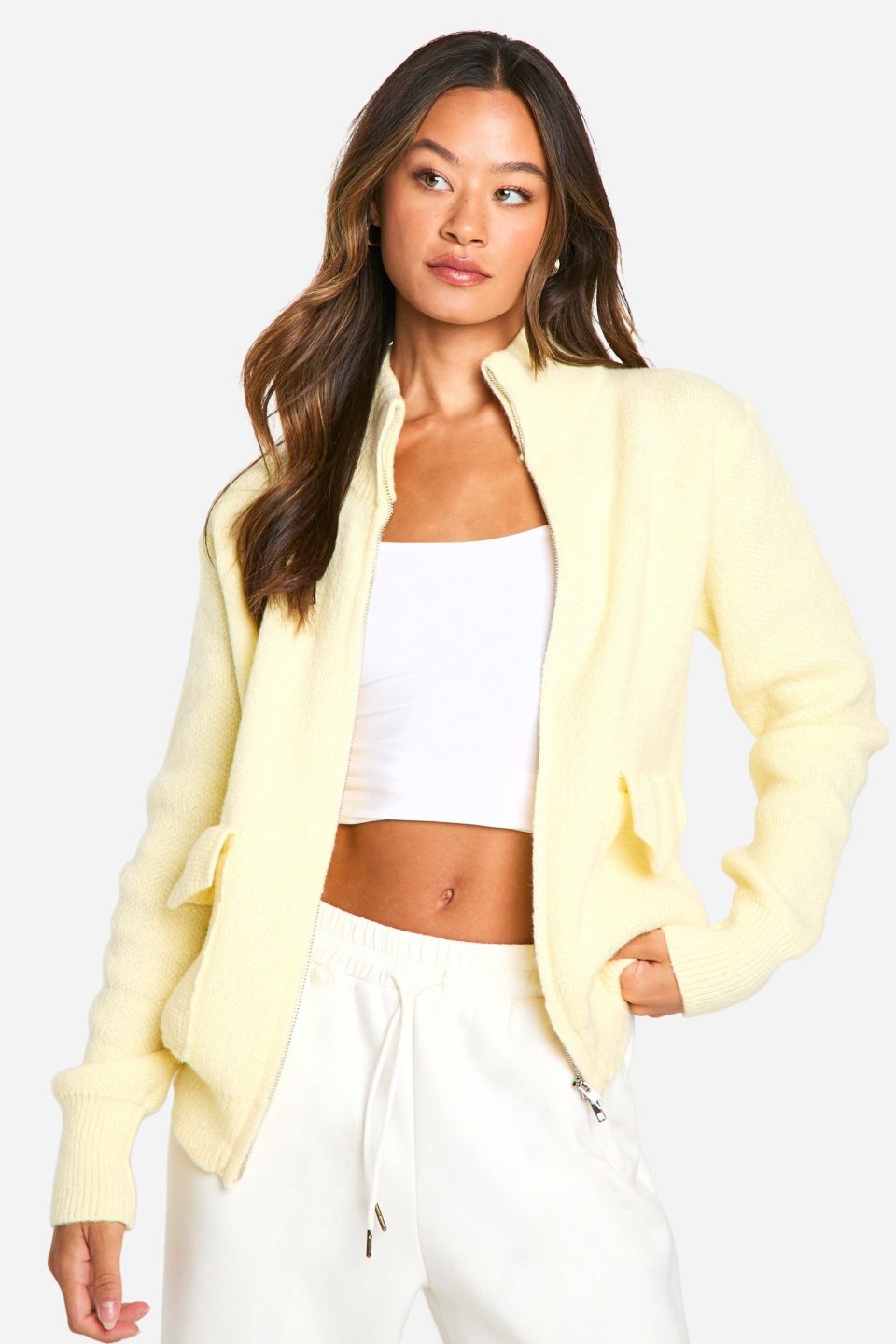 Tall Zip Through Knitted Cardigan
