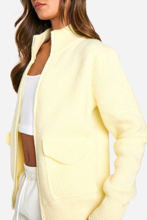 Tall Zip Through Knitted Cardigan