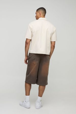 Oversized Boxy Contrast Stitch Twill Shirt