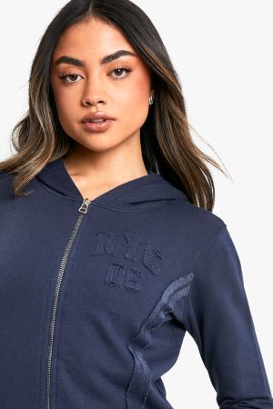NYC Applique Zip Through Shrunken Tracksuit