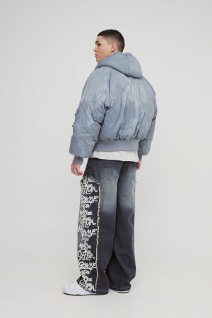 Baggy Rigid Printed Panel Denim Jeans