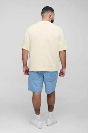 Plus Oversized Official Moto Short Sleeve Knitted Polo