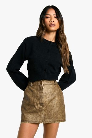 Washed Pu Micro Mini Skirt