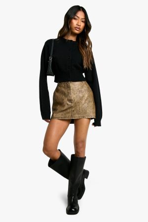 Washed Pu Micro Mini Skirt