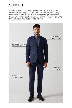 Navy Slim Fit Herringbone Suit Trouser