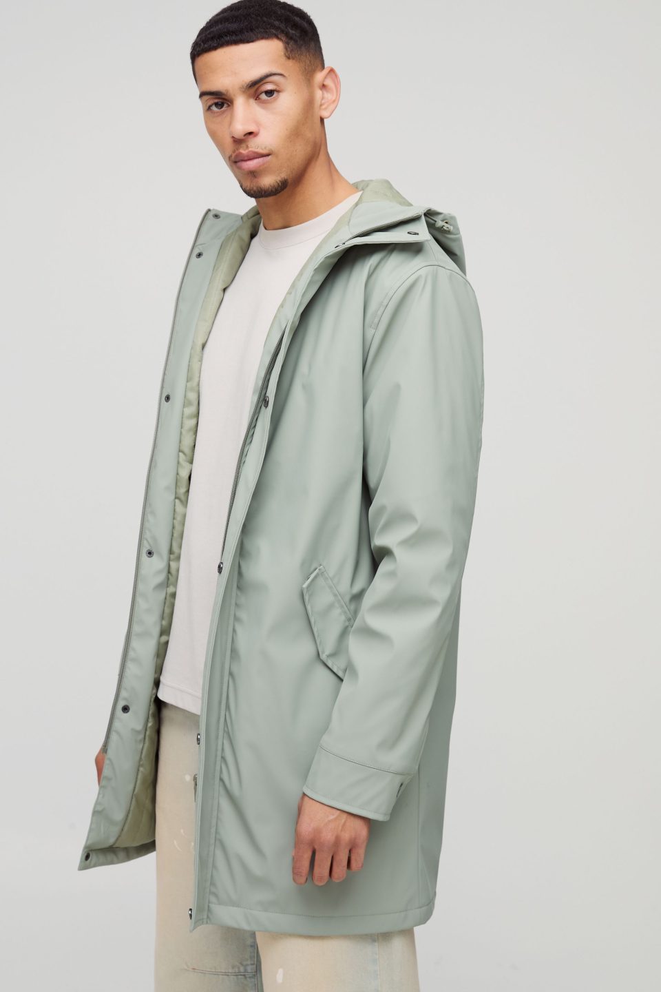 Regular Fit Longline Shower Resistant Mac Jacket
