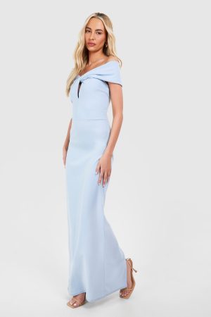 Tall Crepe Twist Front Bardot Maxi Dress