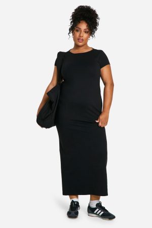 Plus Cap Sleeve Midaxi Column Dress